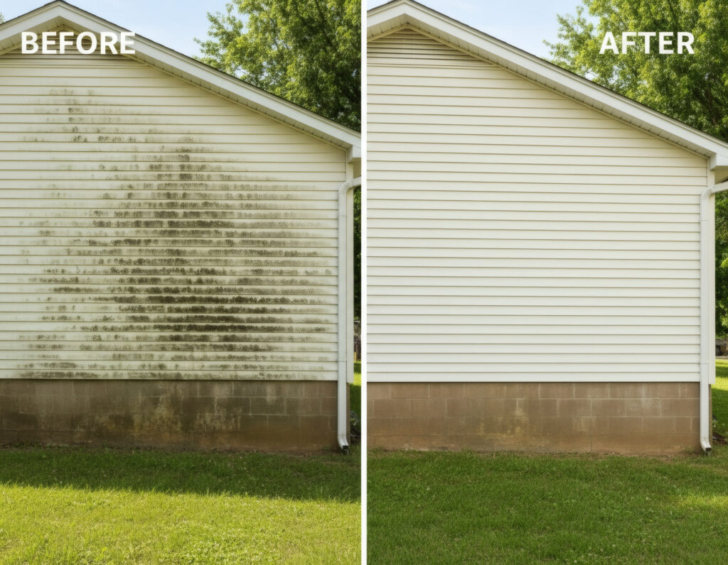 House Siding Before After Cleaning
