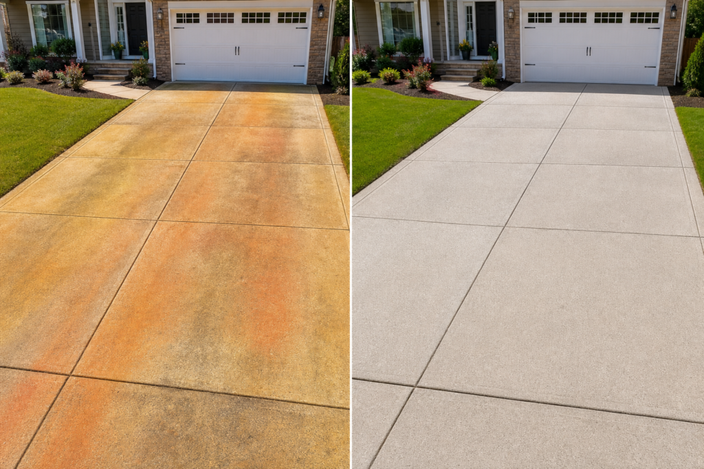 before and after driveway cleaning pre-listing Charlotte NC